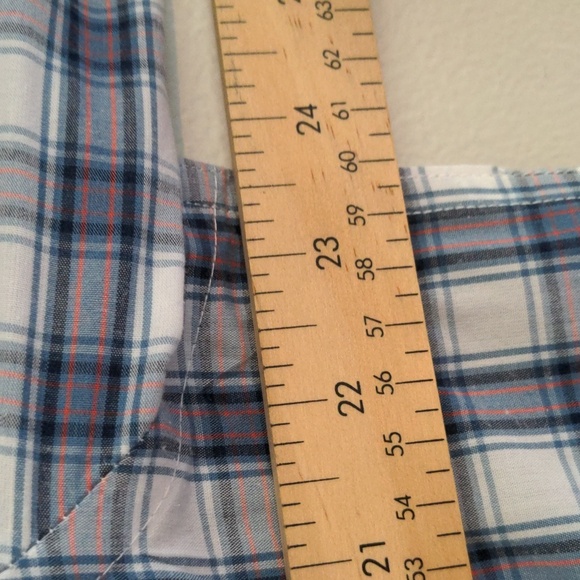 St John's Bay Shirt Men's Large Button Down Short Sleeve Plaid White Blue Preppy - Picture 5 of 8